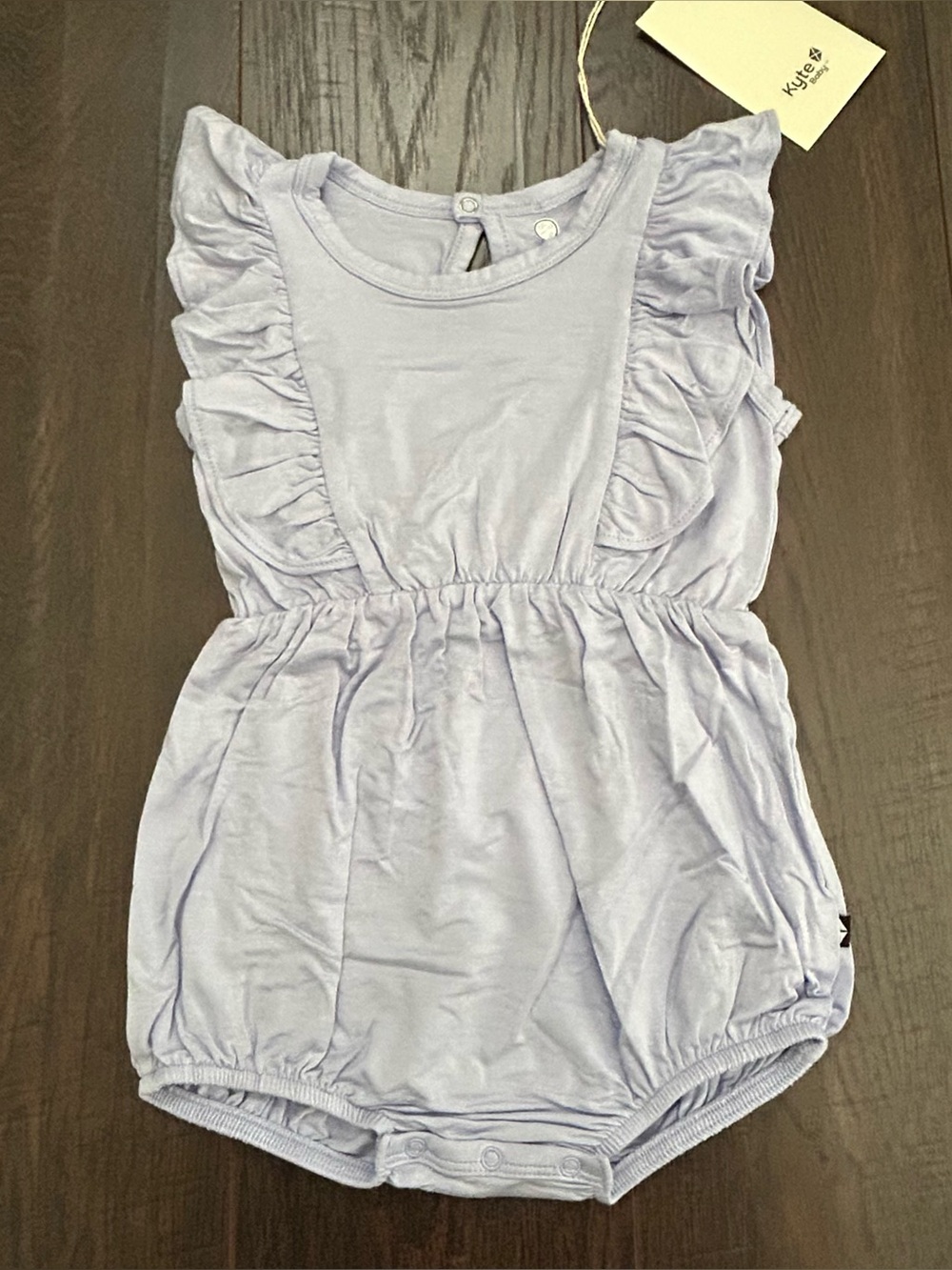 Kyte Short Sleeve Bubble Romper with Ruffles in Lilac 18-24m